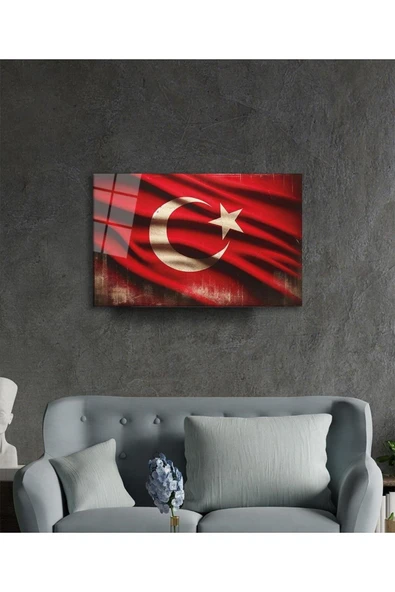 Milli Görkem Cam Tablo Hediyelik Büyük Tablo Ev Ofis Dekoru - Resim 4