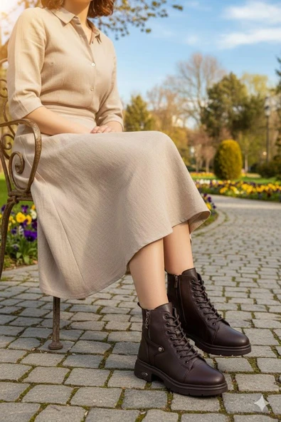 Mehmet Mete 1180 Rahat Sıcak Astar Kaymaz Taban Yumuşak Hakiki Deri Kadın Bot - Resim 2