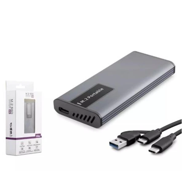 Hadron Hdx1780 Ssd Kutu Type-C3.1 + Usb3.0 Nvme + Ngff M2 Alüminyum + Plastik Chip Rtl9210B Rgb Gri ürün görseli