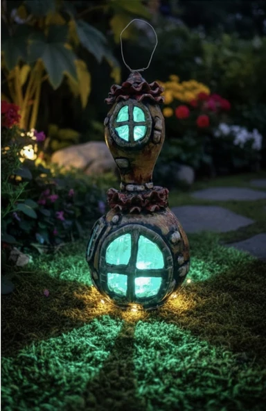 Ev ya da bahçe dekoru orjinal kabak lamba güneş enerjili ürün görseli