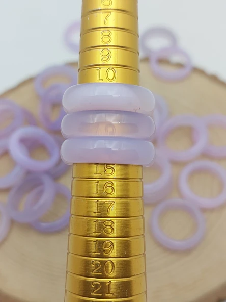 Akik Taşı Yüzük – Sisli Açık Mor Alacalı –  6mm Kalınlık  (59946) - Resim 3