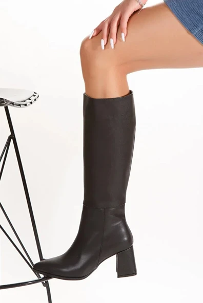 Feles Sivri Burun Fermuarsız Kadın Çizme - Resim 6