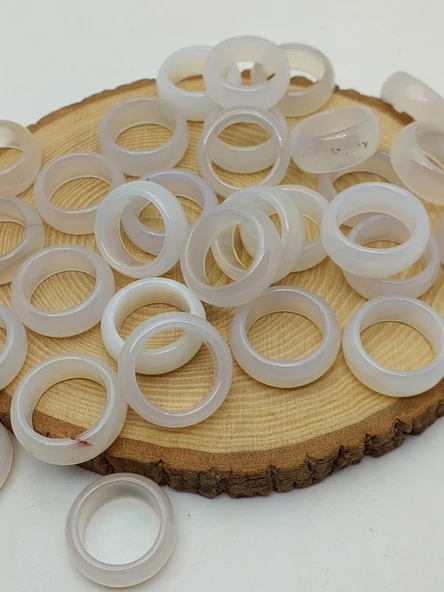 Akik Taşı Kalın Boy Yüzük – Sisli Alacalı –  11*4mm Kalınlık  (59960) - Resim 2