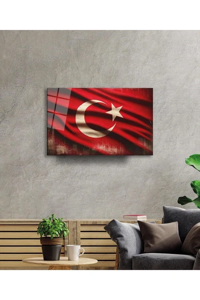 Milli Görkem Cam Tablo Hediyelik Büyük Tablo Ev Ofis Dekoru - Resim 3