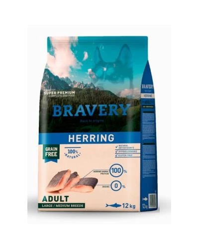 Bravery Tahılsız Ringa Balıklı Yetişkin Büyük/Orta Irk Köpek Maması 12 Kg ürün görseli 1