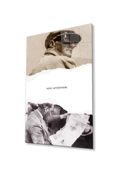 Atatürk Cam Tablo 4mm Dayanıklı Temperli Cam, Atatürk Glass Wall Art ürün görseli