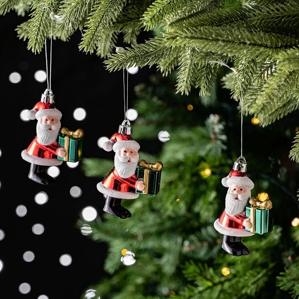 Asılabilir Yılbaşı Yeniyıl Ağacı Süsü Noel Baba Christmas New Year Santa With Gift Ornaments - Resim 3