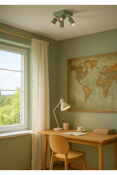 4 lü dörtlü hareketli başlık Mint Yeşili Metal Gövde GU10 LED Hareketli Tavan Spot Avize ürün görseli 1