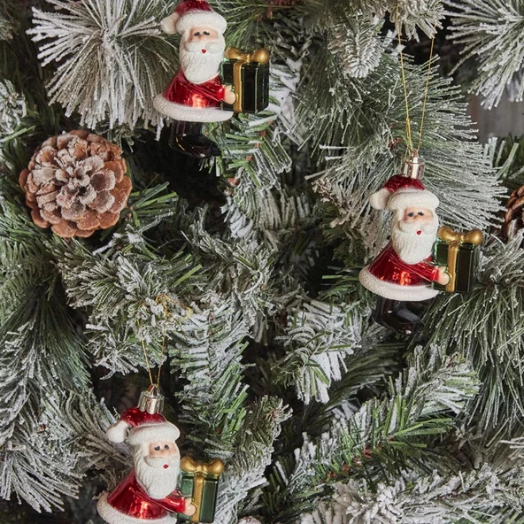 Asılabilir Yılbaşı Yeniyıl Ağacı Süsü Noel Baba Christmas New Year Santa With Gift Ornaments - Resim 2
