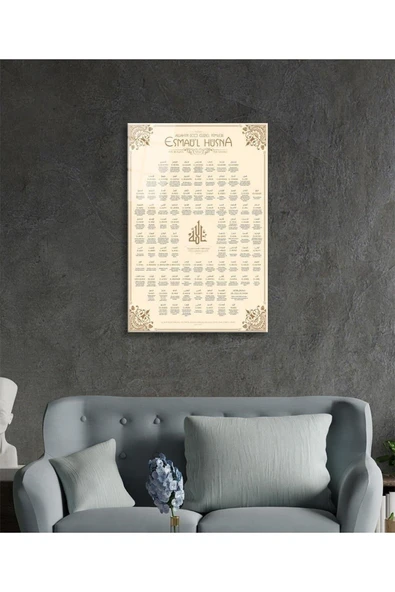 Esmaül Hüsna Allah'ın İsimleri Sıfatları Dini İslami Duvar Dekoru Cam Tablo 4mm Dayanıklı Temperli - Resim 2