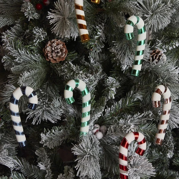 Asılabilir Yılbaşı Yeniyıl Ağacı Süsü Baston Şeker Candy Cane 14cm Christmas New Year Candy Stick Ornaments - Resim 5