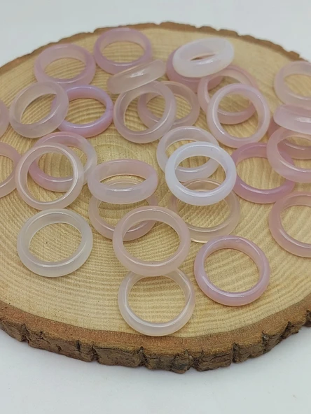 Akik Taşı Yüzük – Sisli Açık Pembe Alacalı –  6mm Kalınlık  (59950) ürün görseli