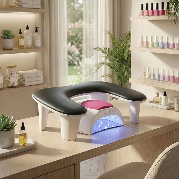 Oval U Tipi Ergonomik Manikür Sehpası Siyah Manikür Kol Desteği U1B ürün görseli 1