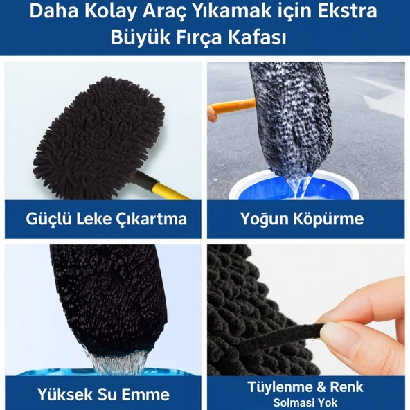 Polham ve LS-426 Uyumlu Yedek Araç Yıkama Mopu, Oto Temizleme Fırçası Yedek Mop, Çizmez, Süper Emici, Kolay Tak-Çıkar - Resim 4