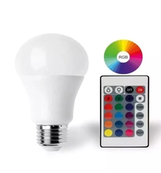 9W E27 RGB ve Beyaz Işık Kumandalı Ampul - Resim 3
