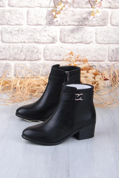 Fort 1095 Rahat Esnek Toka Detaylı Sıcak Astar 4 Cm yüksek Topuk Kadın Bot - Resim 7