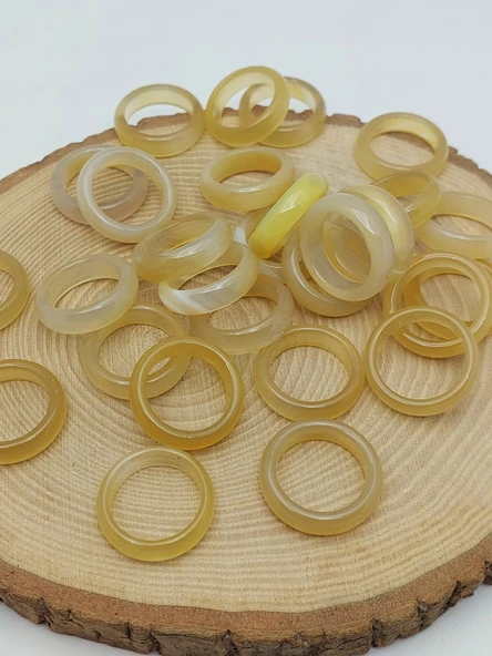 Akik Taşı Yüzük – Sisli Açık Zeytin Alacalı –  6mm Kalınlık  (59948) ürün görseli