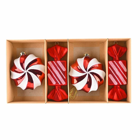 Asılabilir Yılbaşı Yeniyıl Ağacı Süsü Dev Şekerler Christmas New Year Giant Candies Gift Ornaments - Resim 3