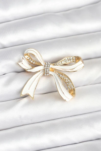 Beyaz Renk Fiyonk Model Broş ürün görseli 1