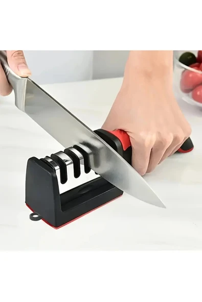 TİNEKE  Profesyonel Bıçak Bileyici 3 Açılı Elmas Seramik Tungsten Çelik El Bıçakları Bileme - Resim 5