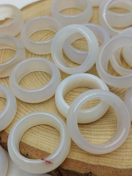 Akik Taşı Kalın Boy Yüzük – Sisli Alacalı –  11*4mm Kalınlık  (59960) ürün görseli