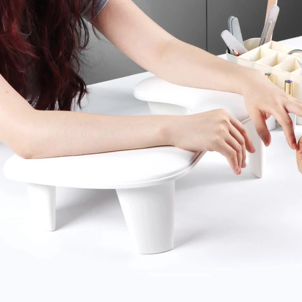 Oval U Tipi Ergonomik Manikür Sehpası Beyaz Manikür Kol Desteği U1W - Resim 2