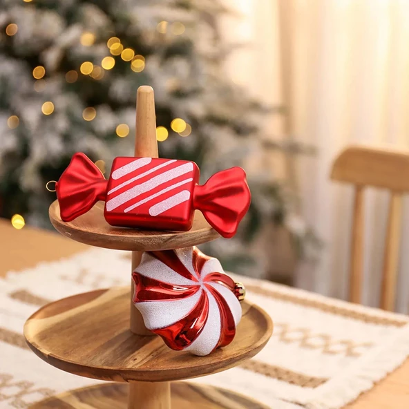 Asılabilir Yılbaşı Yeniyıl Ağacı Süsü Dev Şekerler Christmas New Year Giant Candies Gift Ornaments - Resim 2