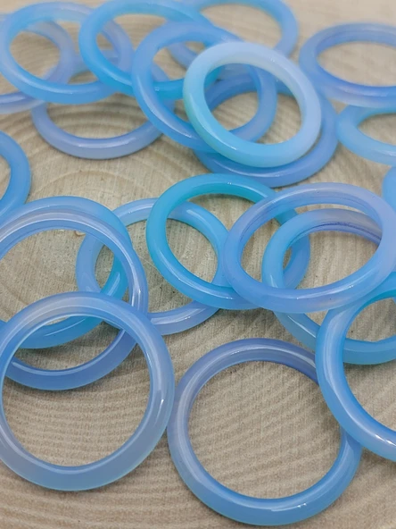 Akik Taşı İnce Boy Yüzük – Turkuaz Alacalı –  3mm Kalınlık  (59972) - Resim 2