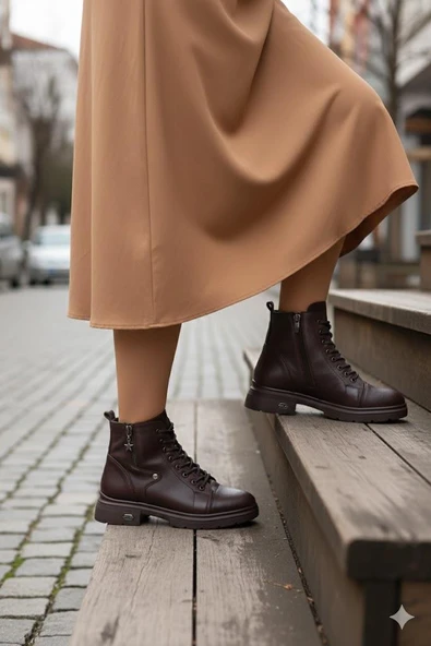 Mehmet Mete 1180 Rahat Sıcak Astar Kaymaz Taban Yumuşak Hakiki Deri Kadın Bot - Resim 6