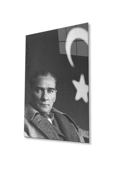 Atatürk Cam Tablo 4mm Dayanıklı Temperli Cam, Atatürk Glass Wall Art ürün görseli
