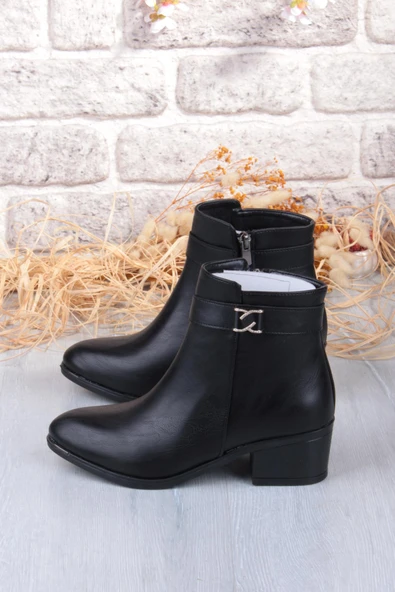 Fort 1095 Rahat Esnek Toka Detaylı Sıcak Astar 4 Cm yüksek Topuk Kadın Bot - Resim 8