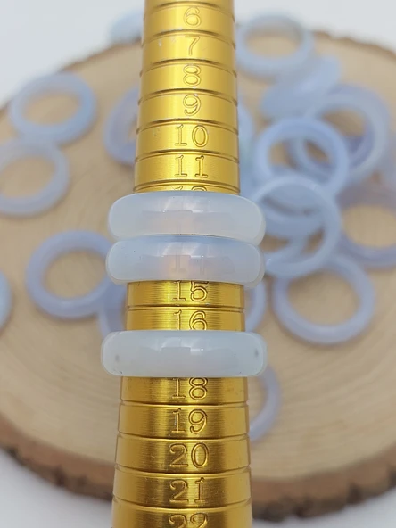 Akik Taşı Yüzük – Sisli Açık Mavi Alacalı –  6mm Kalınlık  (59944) - Resim 3