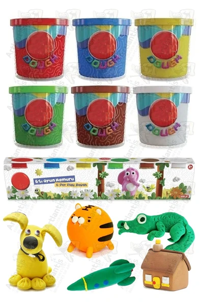 Oyun Hamuru 6 Renk 1 Paket Bubu 6 lı Oyun Hamuru 600 gr Canlı Renkler Okul Öncesi Kreş Anasınıfı Etkinli Hamuru ürün görseli