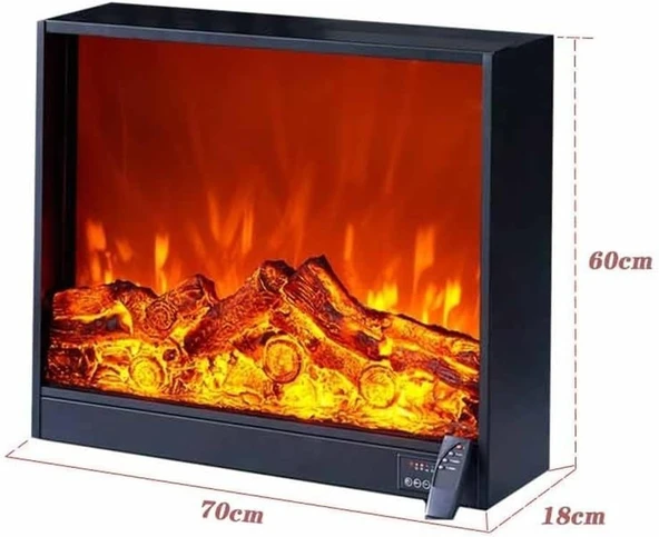 WANGHAI-666 Elektrikli Şömineler Elektrikli Şömine Ek Parçaları, Gömme Duvar Isıtıcısı, Ayarlanabilir Alev Etkisi, Düğme/Uzaktan Kumanda (L) - Resim 2