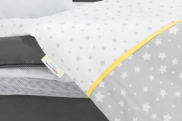 Sema Baby 6 Parça Lüks Park Yatak Bebek Uyku Seti - Yıldızlı Geceler - Resim 2