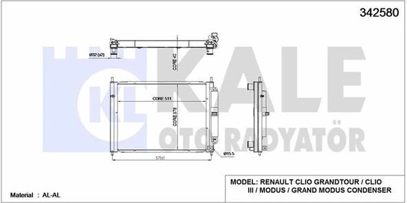 Renault Radyatör Komple (modül Su Rad+kıma Rad.) - Kondenser/brazıng (al/al)/511x378x38 - Kal 342580 ürün görseli 1