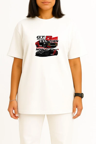 Oversize Nissan Gt-R R31 Ve R35 Advan Göğüs Baskılı Unisex T-Shirt - Resim 5