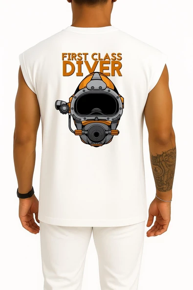 Oversize First Class Diver Cep ve Sırt Baskılı Atlet - Resim 5