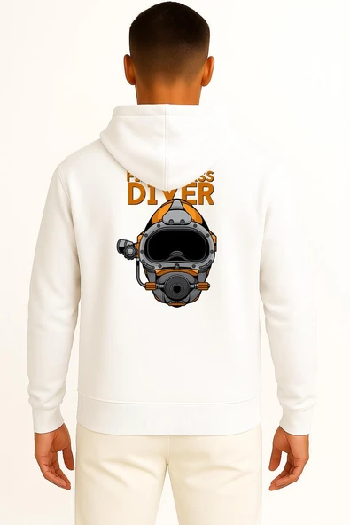 Kapüşonlu First Class Diver Cep ve Sırt Baskılı Unisex Sweatshirt - Resim 5