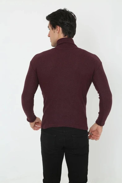 Erkek Tam Boğazlı Fitilli Likrali Koşkorse Badi - Bordo - Resim 3