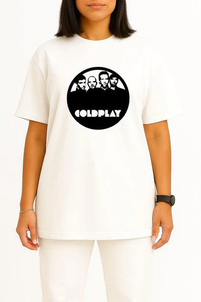 Oversize Coldplay Rock Grup Göğüs Baskılı Unisex T-Shirt - Resim 8