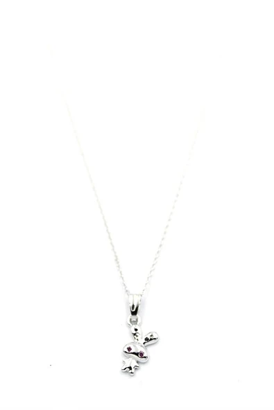 Peluş Tavşan Figürü Kolye - Gümüş - Resim 2