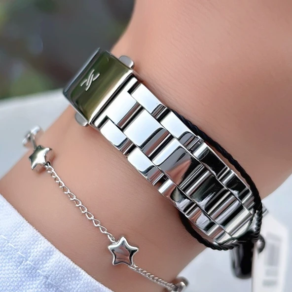 Daniel Klein DK.6.10944.1 Gümüş Minimal Tasarım Zarif Silver Çelik Kordonlu Takvimli Kadın Kol Saati - Resim 4