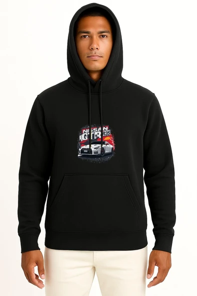 Kapüşonlu Nissan Gtr R35 Göğüs Baskılı Unisex Sweatshirt - Resim 11