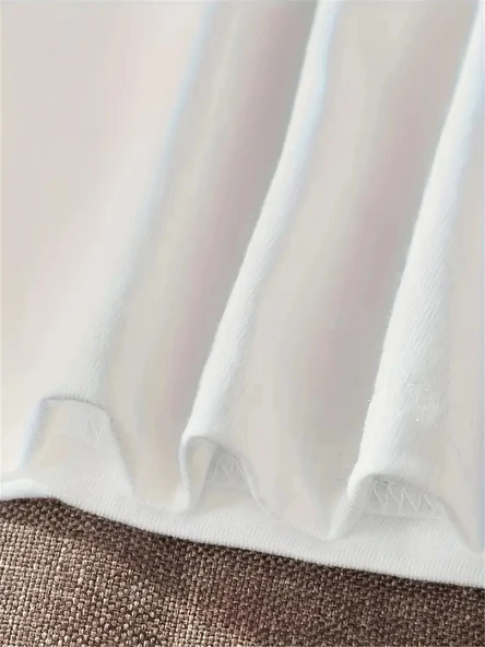 Baskılı Oversize Bisiklet Yaka T-shirt - Beyaz - Resim 4