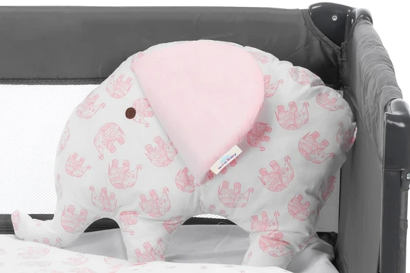 Sema Baby 6 Parça Lüks Park Yatak Bebek Uyku Seti - Pembe Fil - Resim 3