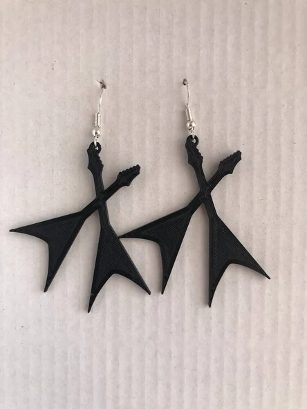 Byr Küpe Gitar ikili kolye rock metal (Plastik Aparattır!!!) 3D - Resim 2