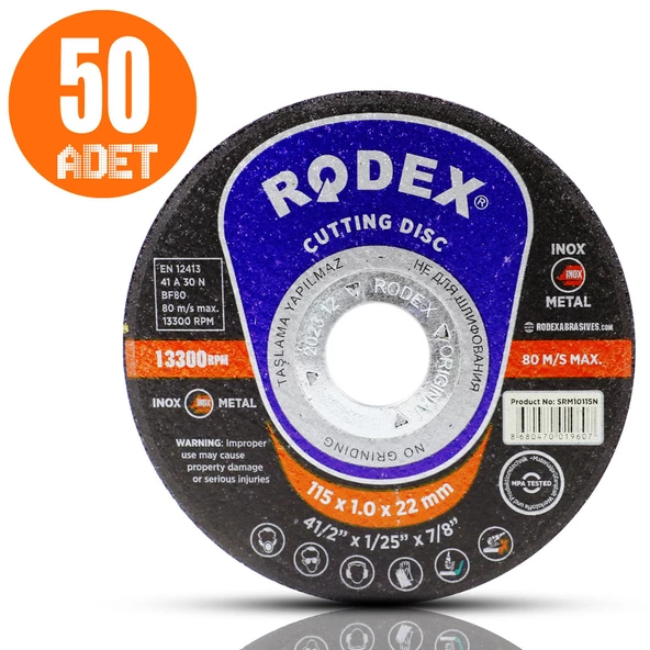 Rodex Spiral Taşlama İnox Metal Kesme Kesici Taş Diski 115x1 mm - 6