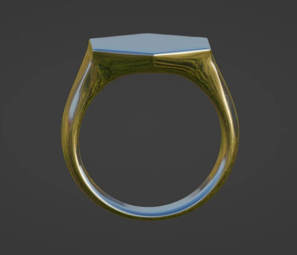 Byr Mühür Yüzük - Minimalist Altıgen (Plastik Aparattır!!!) 3D - Resim 3