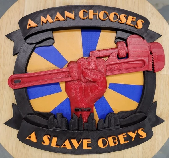 Byr Bioshock - Bir Adam Seçer, Bir Köle İtaat Eder - İşaret/Kolye (Sadece Plastik Aparattır!!!) 3D - Resim 3